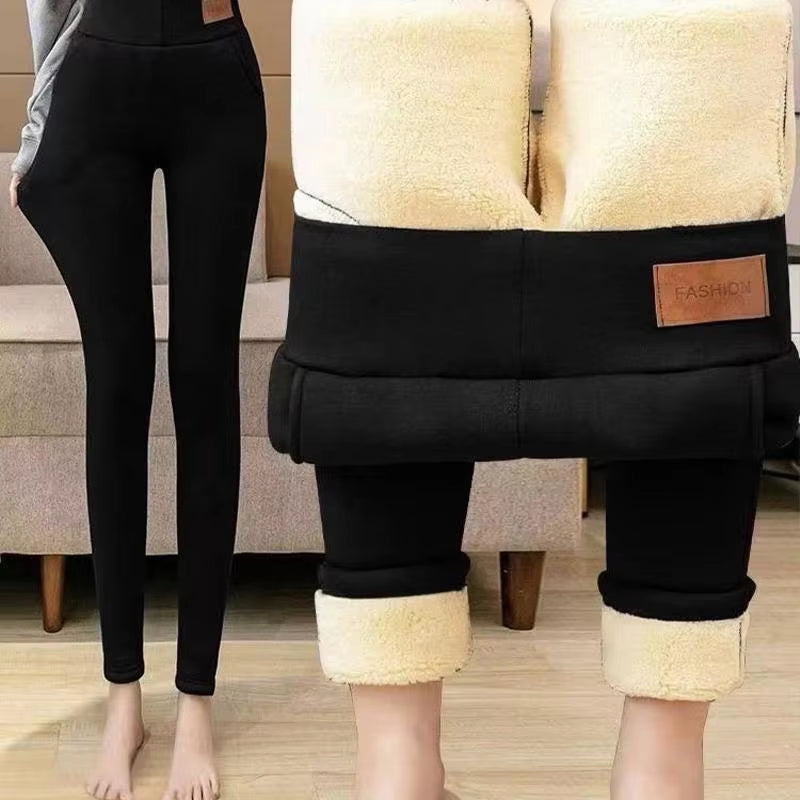 Women Lamb Fleece Leggings Seamless High Waist Thermal Winter Warm Legging Solid Lamb Fleece Casual Pants Female Streetwear